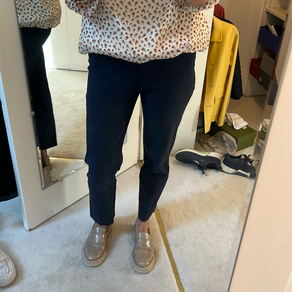 Navy blue pull on ankle pants